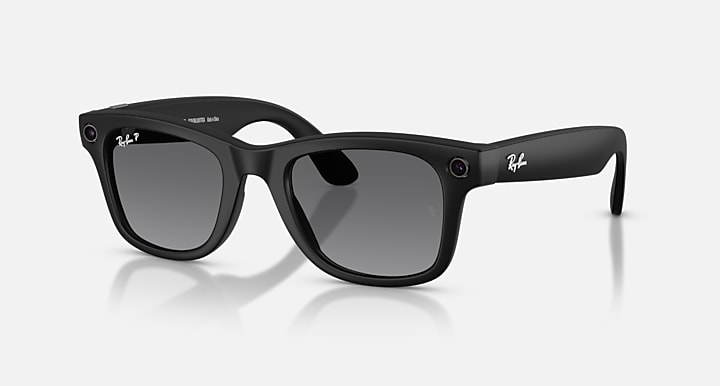 Foto oficial Ray-Ban Meta Wayfarer Gen 2 preto fosco com lentes Grafite polarizado