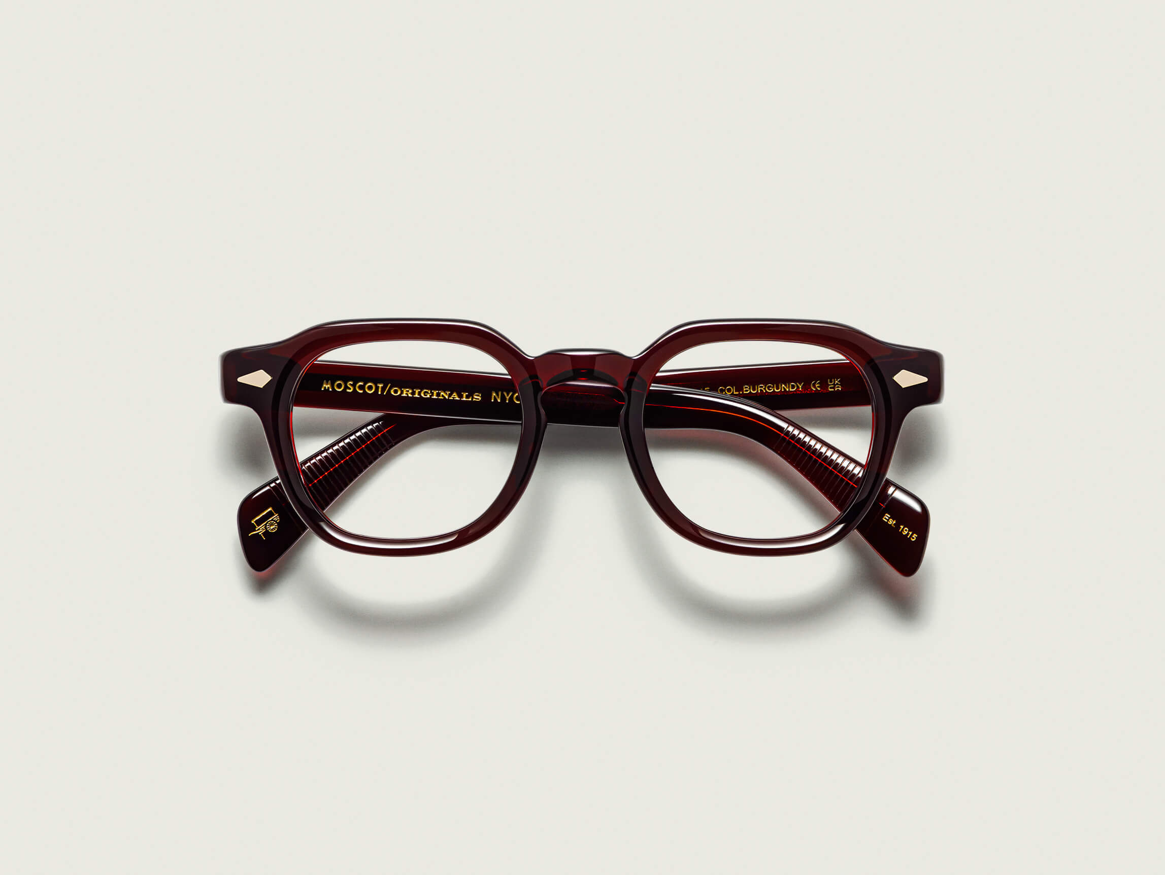Moscot Dolt — Burgundy, tamanho 44-23, frente
