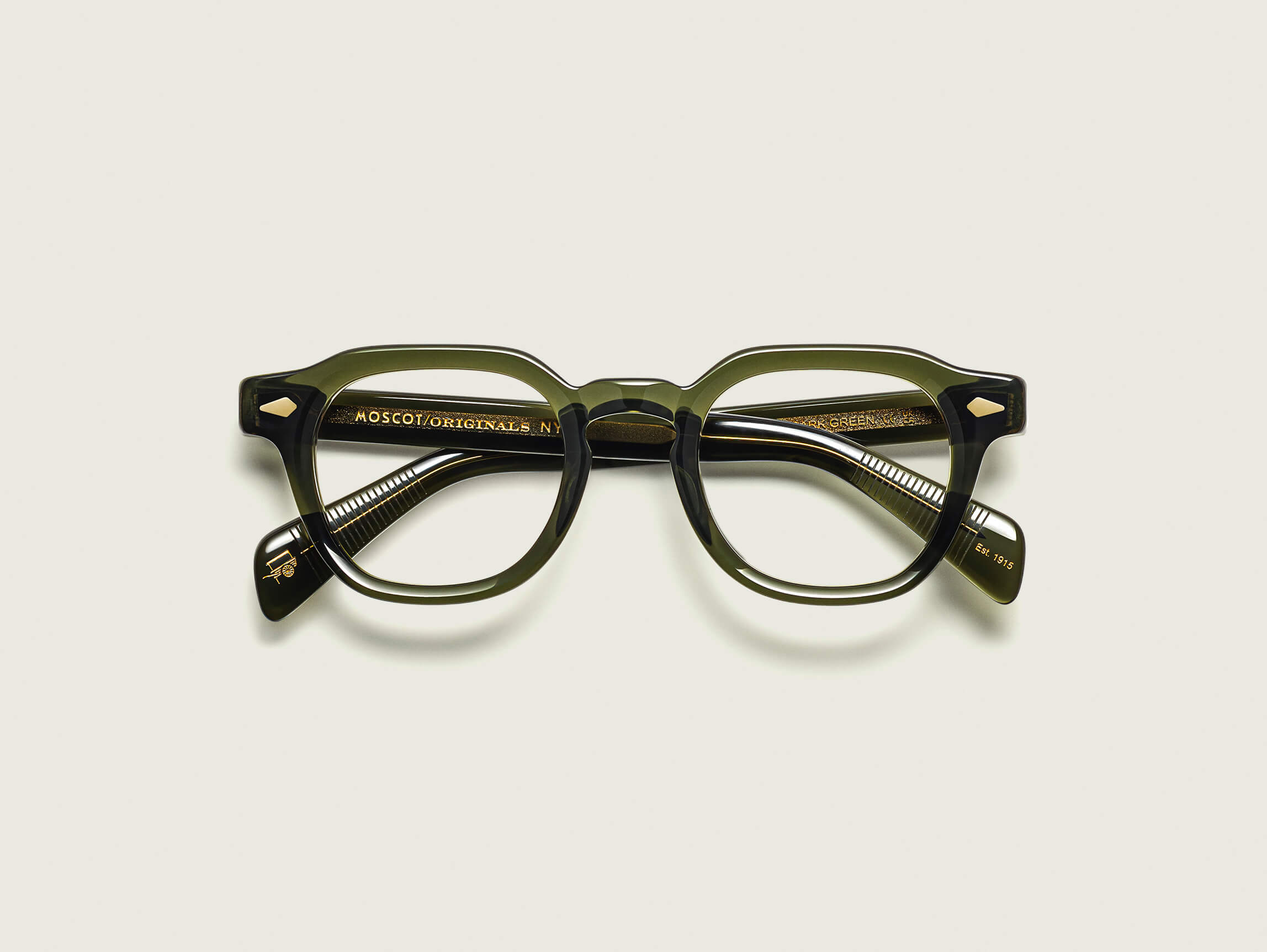 Moscot Dolt — Dark Green, tamanho 46-23, frente