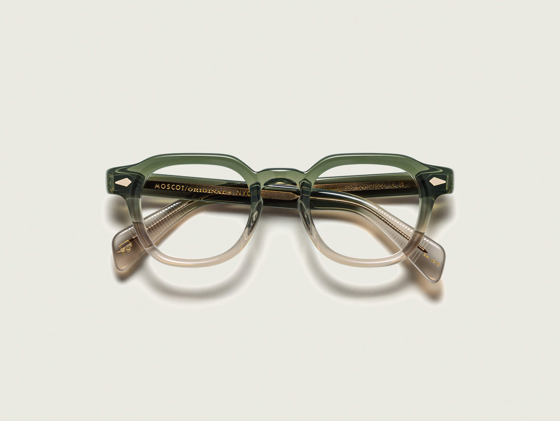 Moscot Dolt — Khaki, tamanho 46-23, frente