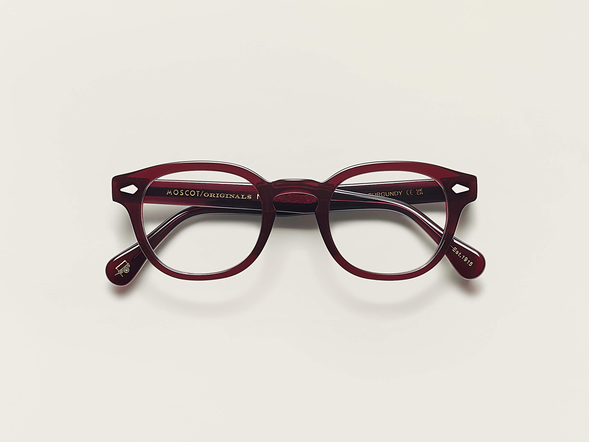 Moscot Lemtosh — Burgundy, tamanho 46-24, frente